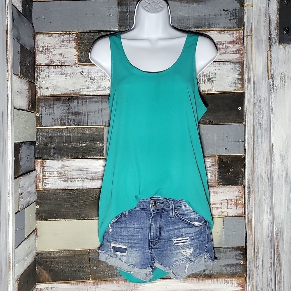 Turquoise Tank Top Sheer Size Small